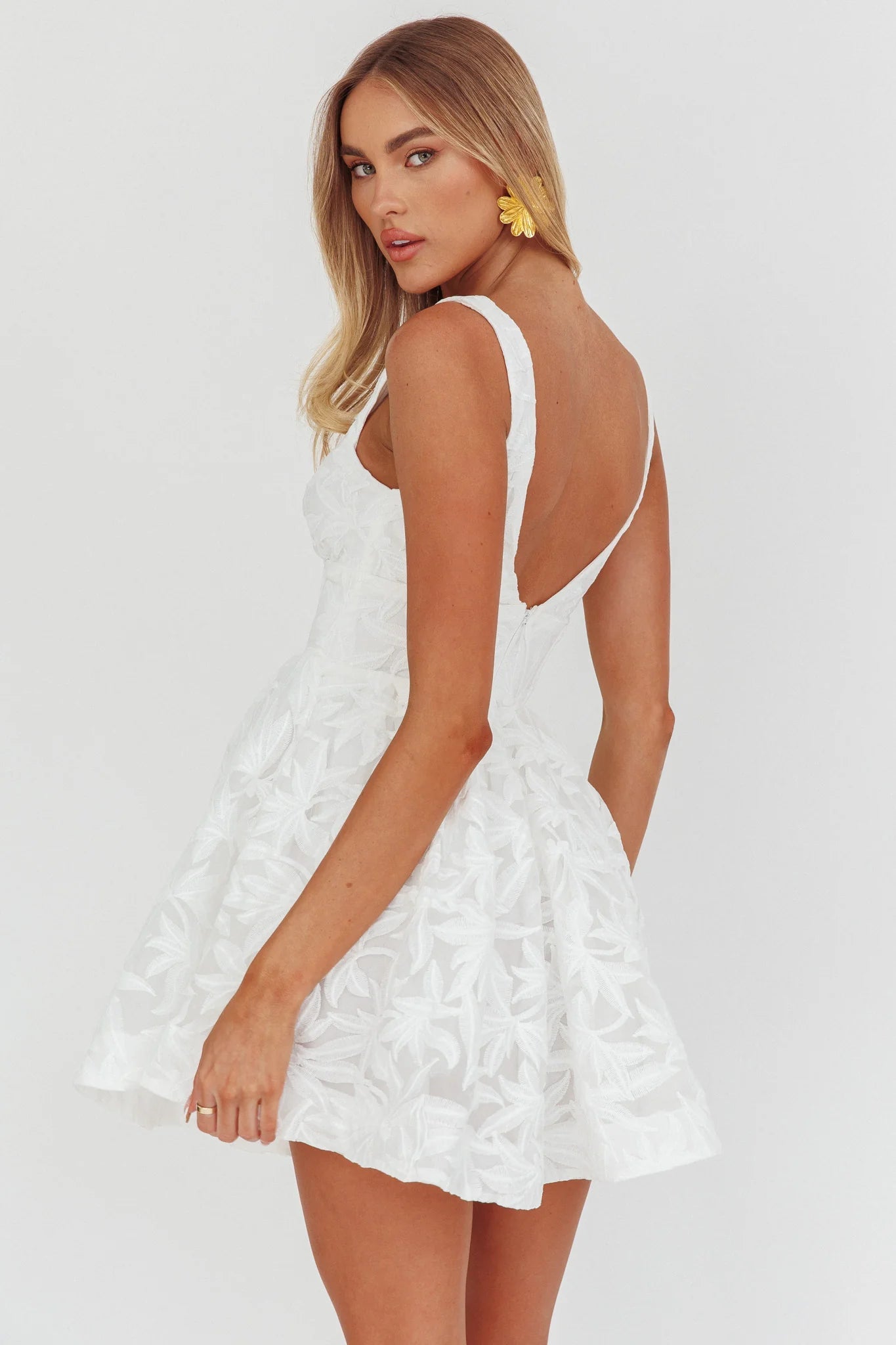Miley Embroidered A-Line Mini Dress White