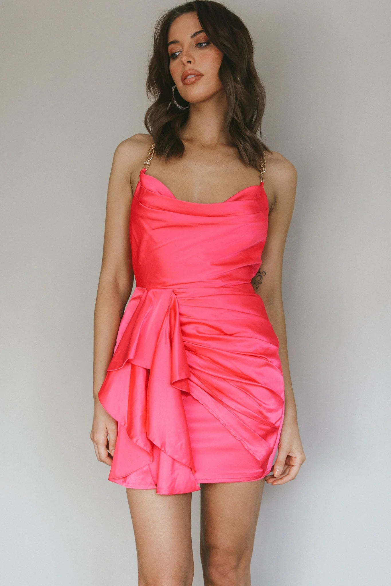 Mikael Chain Strap Mini Dress Fuchsia