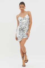 Moon Dust Sequin Mini Dress Silver