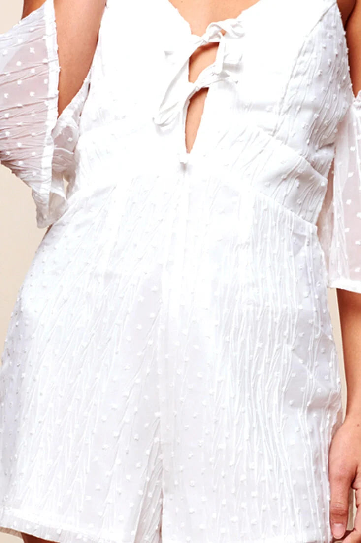 Souza Sheer Overlay Textured Romper White