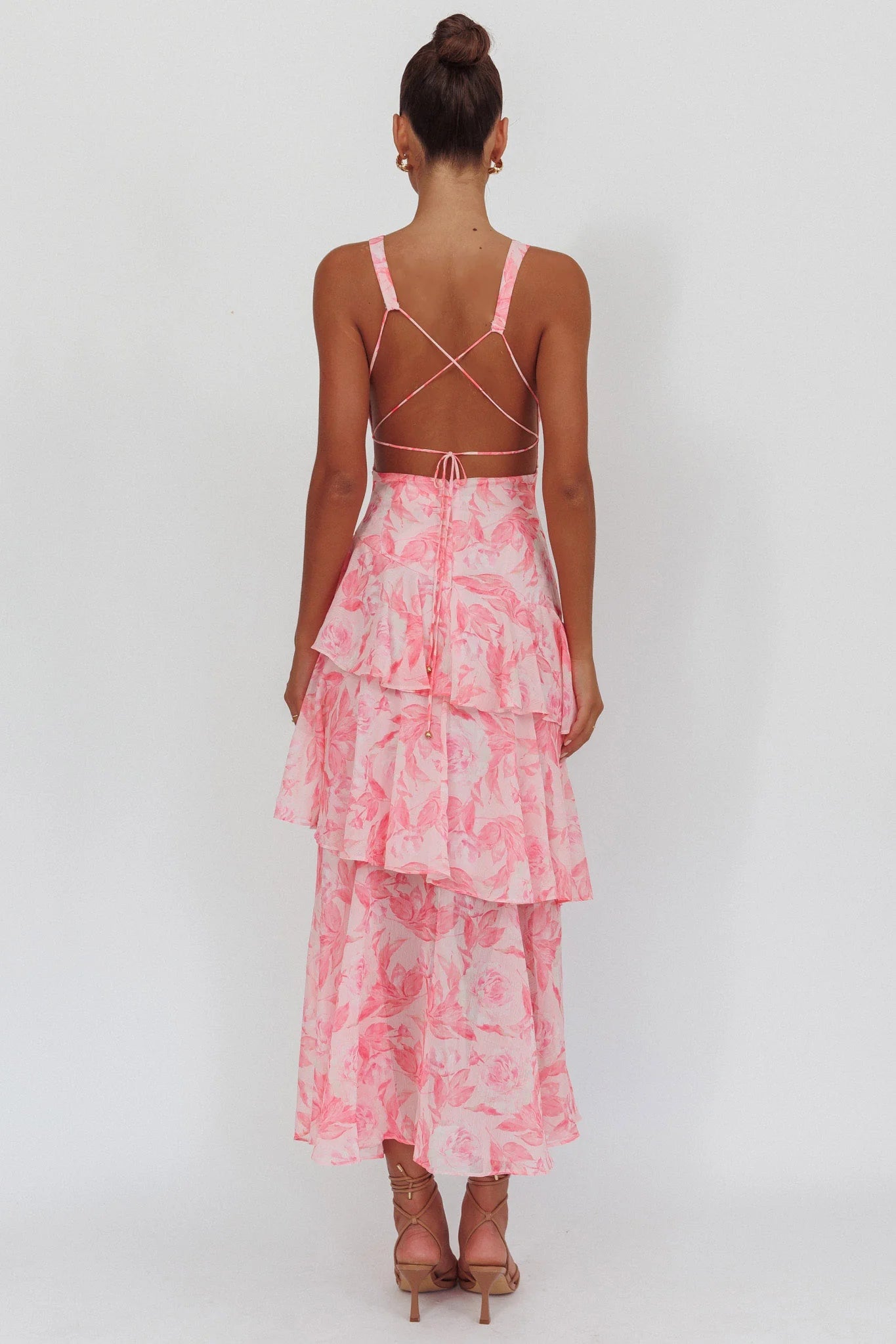 Veda Strappy Back Maxi Dress Floral Pink