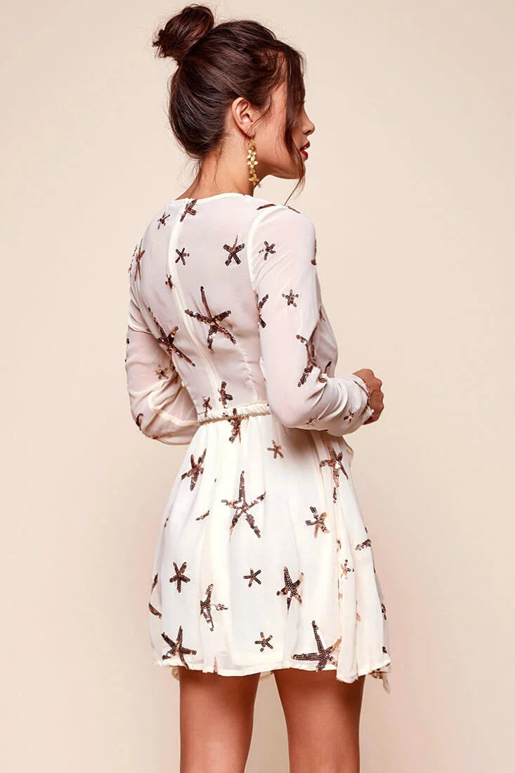 Riley Star Wrap Dress Beige
